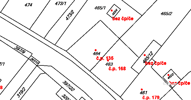 Pražské Předměstí 135, Bílina na parcele st. 464 v KÚ Bílina, Katastrální mapa