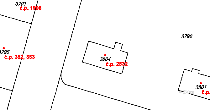 Vinohrady 2532, Praha na parcele st. 3804 v KÚ Vinohrady, Katastrální mapa