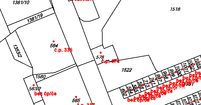 Žacléř 474 na parcele st. 578 v KÚ Žacléř, Katastrální mapa