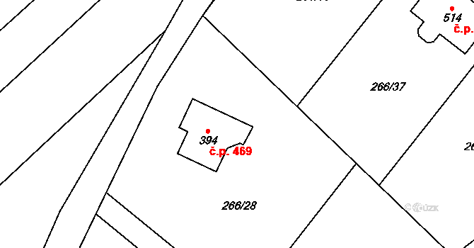Lubina 469, Kopřivnice na parcele st. 394 v KÚ Drnholec nad Lubinou, Katastrální mapa