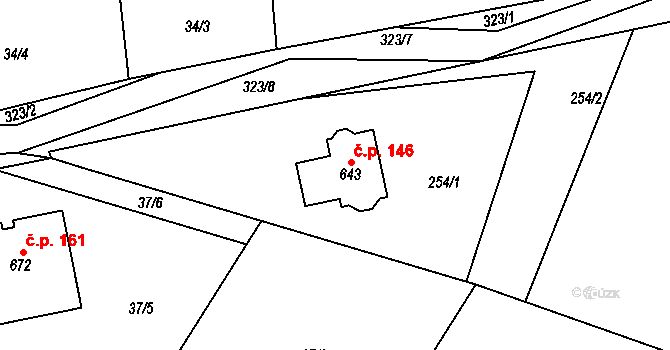 Černolice 146 na parcele st. 643 v KÚ Černolice, Katastrální mapa