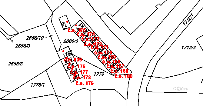 Krupka 168 na parcele st. 662 v KÚ Krupka, Katastrální mapa