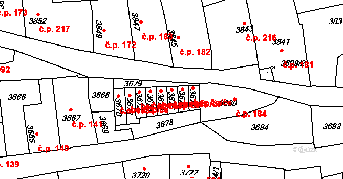 Kladno 1986 na parcele st. 3675 v KÚ Kladno, Katastrální mapa
