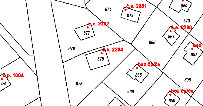 Dolní Těrlicko 2284, Těrlicko na parcele st. 875 v KÚ Dolní Těrlicko, Katastrální mapa