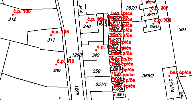 Neveklov 120 na parcele st. 349 v KÚ Neveklov, Katastrální mapa