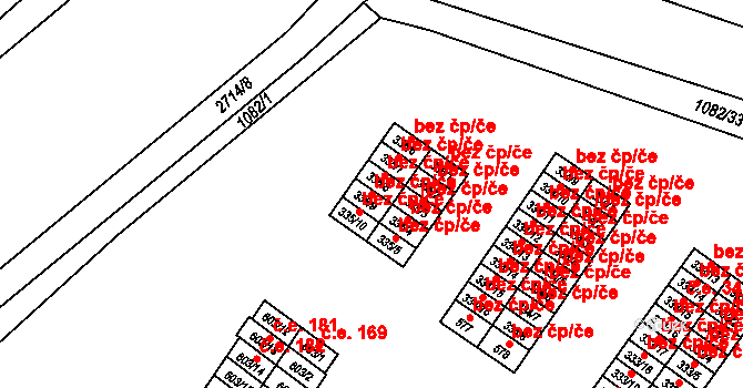 Most 38007797 na parcele st. 335/9 v KÚ Komořany u Mostu, Katastrální mapa