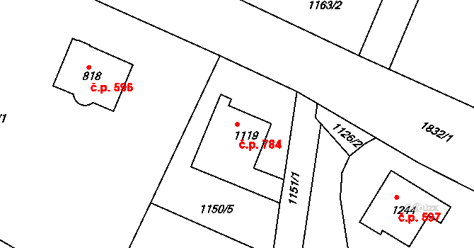 Vamberk 38482797 na parcele st. 1119 v KÚ Vamberk, Katastrální mapa