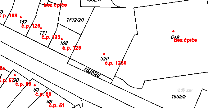 Kvítkovice 1230, Otrokovice na parcele st. 329 v KÚ Kvítkovice u Otrokovic, Katastrální mapa