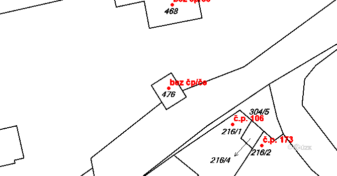 Straškov-Vodochody 42821797 na parcele st. 476 v KÚ Straškov, Katastrální mapa