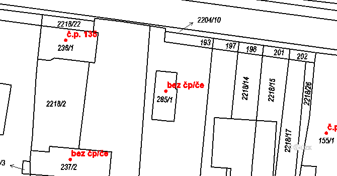 Dražice 42960797 na parcele st. 285/1 v KÚ Dražice u Tábora, Katastrální mapa