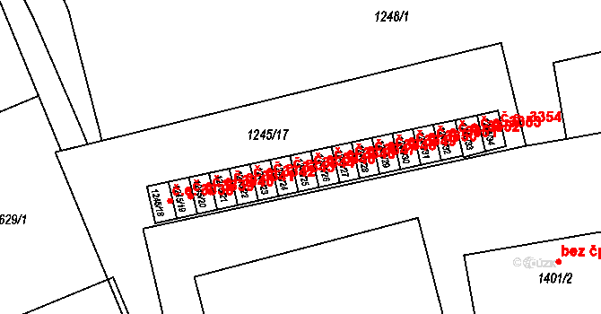 Prostřední Suchá 3345, Havířov na parcele st. 1245/25 v KÚ Prostřední Suchá, Katastrální mapa