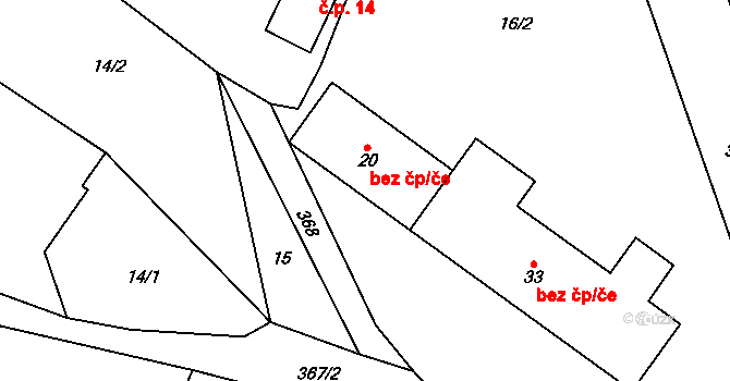 Řikonín 43602797 na parcele st. 20 v KÚ Řikonín, Katastrální mapa