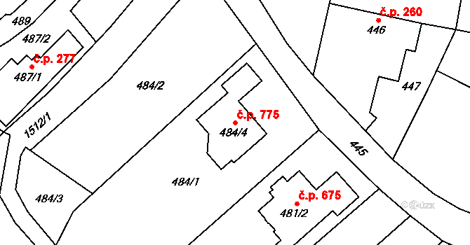 Kobeřice 775 na parcele st. 484/4 v KÚ Kobeřice ve Slezsku, Katastrální mapa