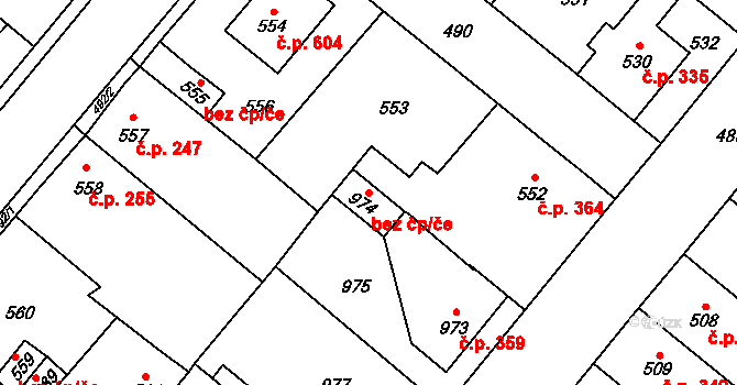 Vinařice 44412797 na parcele st. 974 v KÚ Vinařice u Kladna, Katastrální mapa