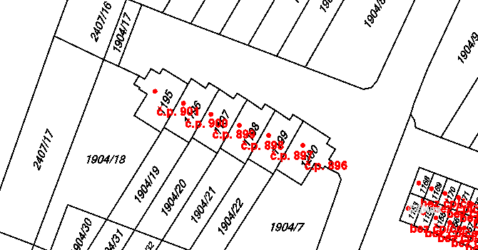 Kateřinky 898, Opava na parcele st. 1198 v KÚ Kateřinky u Opavy, Katastrální mapa