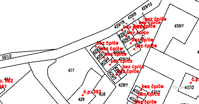 Novosedlice 45129797 na parcele st. 429/3 v KÚ Novosedlice, Katastrální mapa