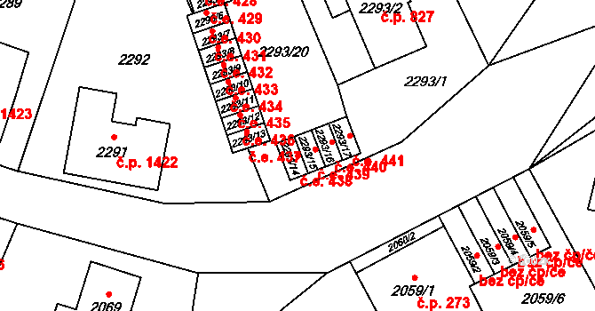 Nový Bor 438 na parcele st. 2293/14 v KÚ Nový Bor, Katastrální mapa