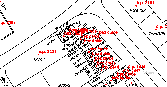 Mizerov 558, Karviná na parcele st. 2060/9 v KÚ Karviná-město, Katastrální mapa