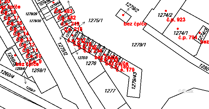Bučovice 50070797 na parcele st. 1279/40 v KÚ Bučovice, Katastrální mapa