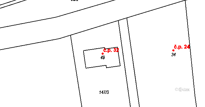 Zádolí 32, Trnov na parcele st. 49 v KÚ Zádolí u Trnova, Katastrální mapa