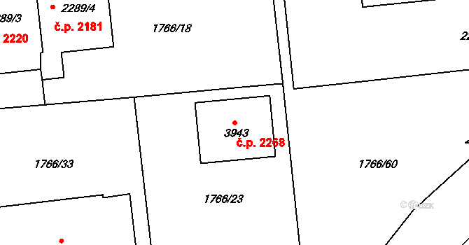 Předměstí 2268, Svitavy na parcele st. 3943 v KÚ Svitavy-předměstí, Katastrální mapa