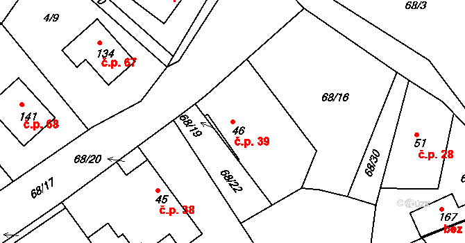 Míčov 39, Míčov-Sušice na parcele st. 46 v KÚ Míčov, Katastrální mapa