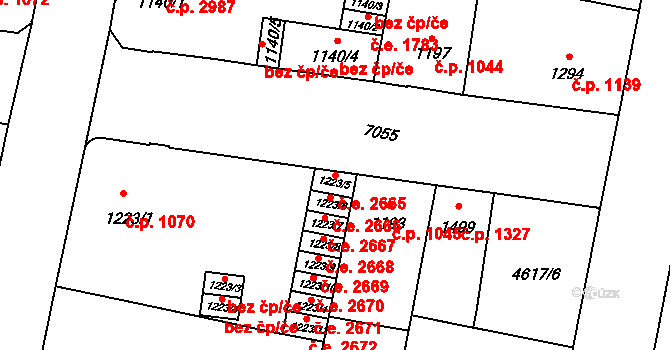 Žatec 2665 na parcele st. 1223/5 v KÚ Žatec, Katastrální mapa