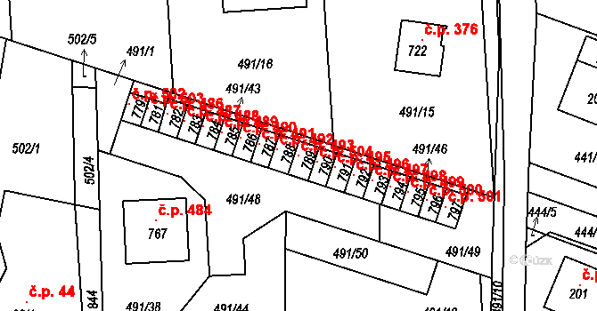 Maršov 493, Krupka na parcele st. 789 v KÚ Maršov u Krupky, Katastrální mapa