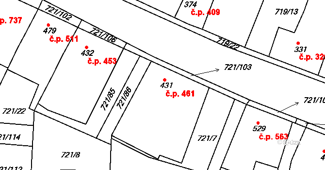 Starý Plzenec 461 na parcele st. 431 v KÚ Starý Plzenec, Katastrální mapa