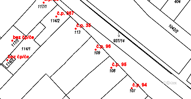 Radslavice 96 na parcele st. 109 v KÚ Radslavice u Přerova, Katastrální mapa