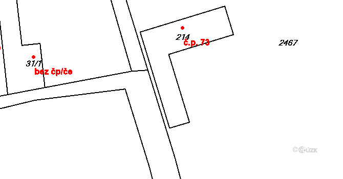 Chlístovice 73 na parcele st. 214 v KÚ Chlístovice, Katastrální mapa