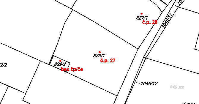 Krmelín 27 na parcele st. 829/1 v KÚ Krmelín, Katastrální mapa