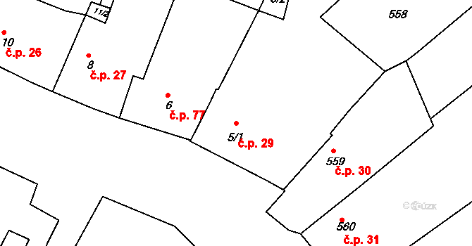 Tochovice 29 na parcele st. 5/1 v KÚ Tochovice, Katastrální mapa