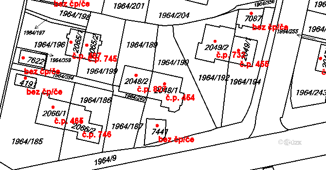Borovina 454, Třebíč na parcele st. 2048/1 v KÚ Třebíč, Katastrální mapa
