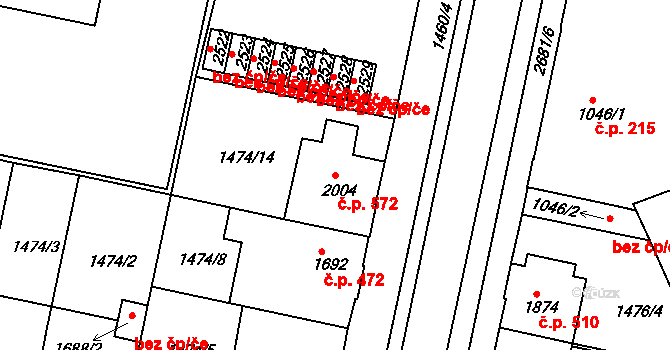 Chrudim III 572, Chrudim na parcele st. 2004 v KÚ Chrudim, Katastrální mapa