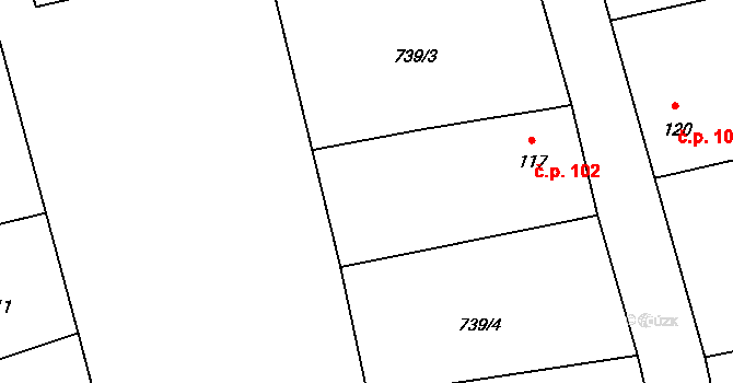 Lipenec 102, Lipno na parcele st. 117 v KÚ Lipenec, Katastrální mapa
