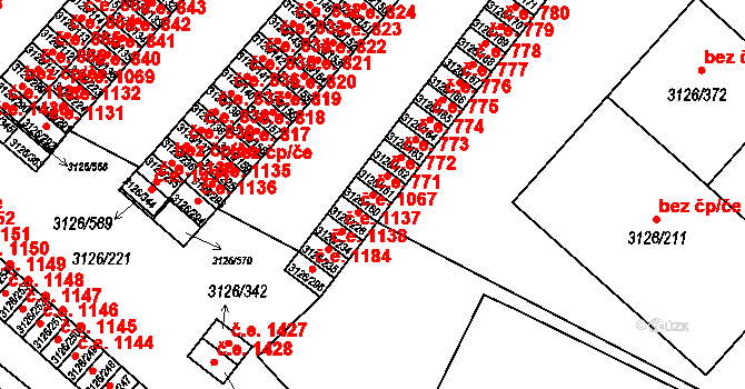 Pelhřimov 771 na parcele st. 3126/160 v KÚ Pelhřimov, Katastrální mapa