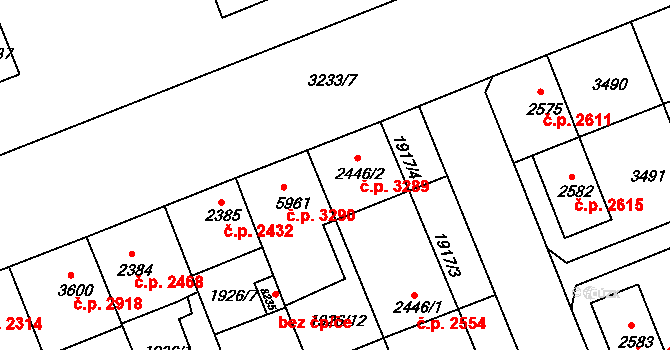 Hodonín 3289 na parcele st. 2446/2 v KÚ Hodonín, Katastrální mapa