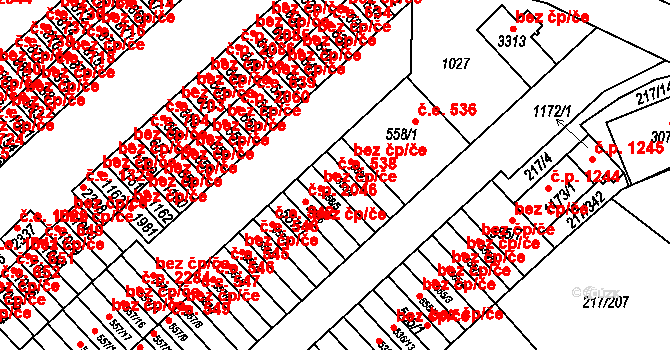 Sezimovo Ústí 538 na parcele st. 558/4 v KÚ Sezimovo Ústí, Katastrální mapa