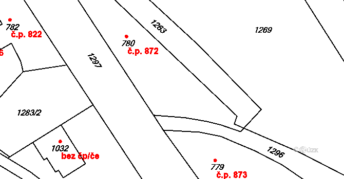 Hlubočinka 872, Sulice na parcele st. 780 v KÚ Sulice, Katastrální mapa