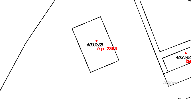 Libeň 2363, Praha na parcele st. 4037/28 v KÚ Libeň, Katastrální mapa