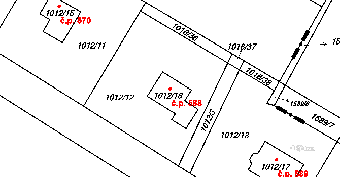Krmelín 588 na parcele st. 1012/16 v KÚ Krmelín, Katastrální mapa