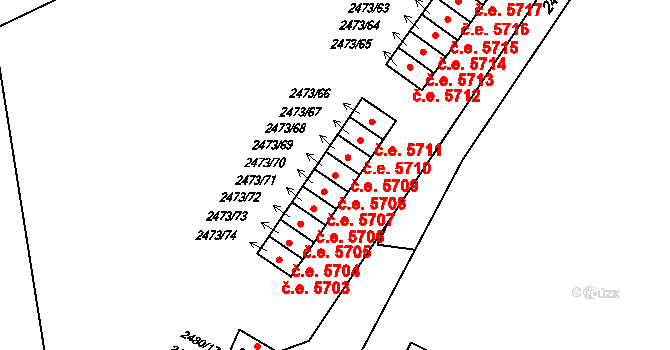 Kadaň 5708 na parcele st. 2473/69 v KÚ Kadaň, Katastrální mapa