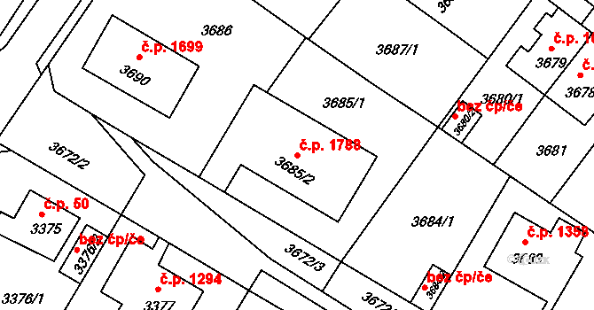 Předměstí 1788, Litoměřice na parcele st. 3685/2 v KÚ Litoměřice, Katastrální mapa