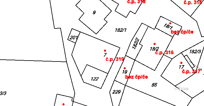 Kocanda 319, Herálec na parcele st. 7 v KÚ Kocanda, Katastrální mapa