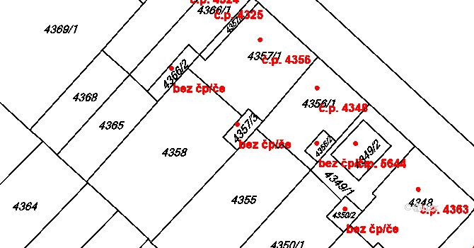 Chomutov 39086798 na parcele st. 4357/3 v KÚ Chomutov II, Katastrální mapa