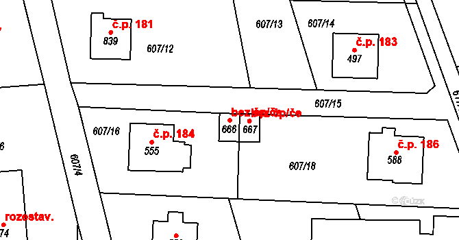 Psáry 39613798 na parcele st. 666 v KÚ Psáry, Katastrální mapa