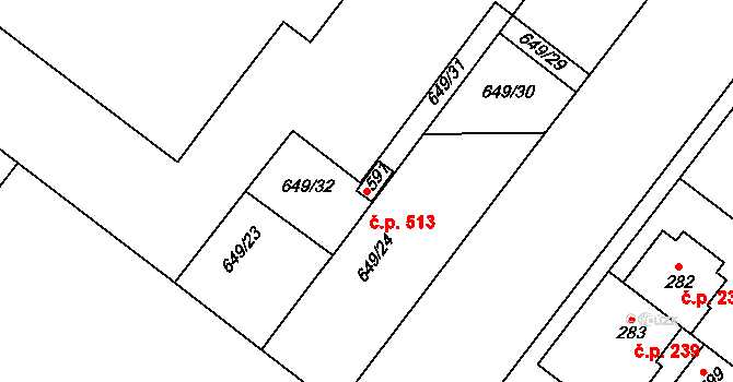 Držovice 513 na parcele st. 591 v KÚ Držovice na Moravě, Katastrální mapa