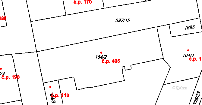 Opatovice nad Labem 485 na parcele st. 164/2 v KÚ Opatovice nad Labem, Katastrální mapa