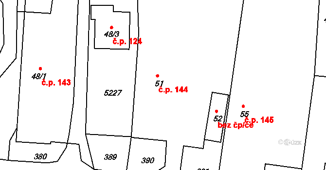 Brumovice 144 na parcele st. 51 v KÚ Brumovice u Opavy, Katastrální mapa